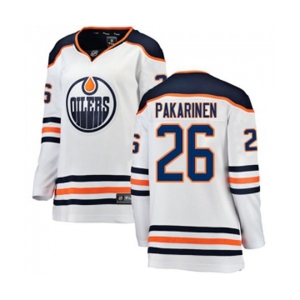 Women Edmonton Oilers #26 Iiro Pakarinen Authentic White Away Fanatics Branded Breakaway NHL Jersey