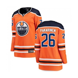 Women Edmonton Oilers #26 Iiro Pakarinen Fanatics Branded Orange Home Breakaway NHL Jersey