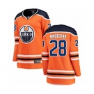 Women Edmonton Oilers #28 Kyle Brodziak Authentic Orange Home Fanatics Branded Breakaway NHL Jersey