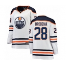 Women Edmonton Oilers #28 Kyle Brodziak Authentic White Away Fanatics Branded Breakaway NHL Jersey