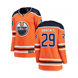 Women Edmonton Oilers #29 Leon Draisaitl Fanatics Branded Orange Home Breakaway NHL Jersey