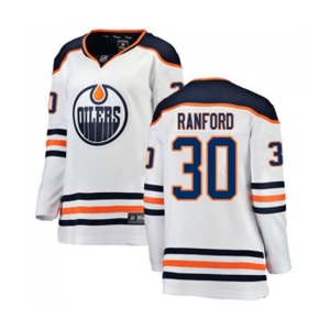 Women Edmonton Oilers #30 Bill Ranford Authentic White Away Fanatics Branded Breakaway NHL Jersey