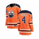 Women Edmonton Oilers #4 Kris Russell Authentic Orange Home Fanatics Branded Breakaway NHL Jersey