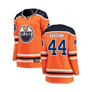 Women Edmonton Oilers #44 Zack Kassian Authentic Orange Home Fanatics Branded Breakaway NHL Jersey