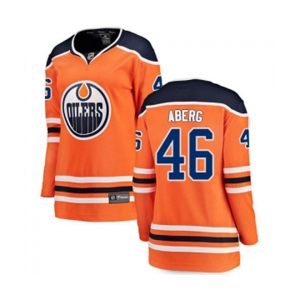 Women Edmonton Oilers #46 Pontus Aberg Authentic Orange Home Fanatics Branded Breakaway NHL Jersey