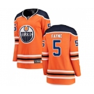 Women Edmonton Oilers #5 Mark Fayne Fanatics Branded Orange Home Breakaway NHL Jersey