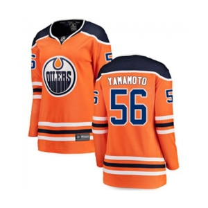 Women Edmonton Oilers #56 Kailer Yamamoto Fanatics Branded Orange Home Breakaway NHL Jersey