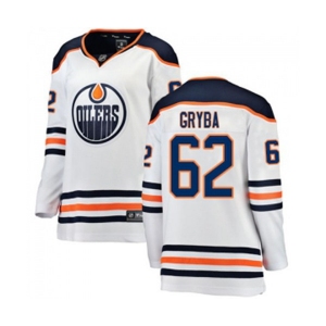 Women Edmonton Oilers #62 Eric Gryba Authentic White Away Fanatics Branded Breakaway NHL Jersey