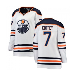 Women Edmonton Oilers #7 Paul Coffey Authentic White Away Fanatics Branded Breakaway NHL Jersey