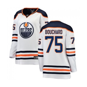 Women Edmonton Oilers #75 Evan Bouchard Authentic White Away Fanatics Branded Breakaway NHL Jersey