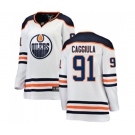 Women Edmonton Oilers #91 Drake Caggiula Authentic White Away Fanatics Branded Breakaway NHL Jersey