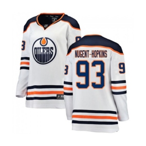 Women Edmonton Oilers #93 Ryan Nugent-Hopkins Authentic White Away Fanatics Branded Breakaway NHL Jersey