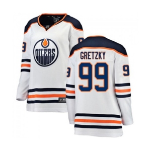 Women Edmonton Oilers #99 Wayne Gretzky Authentic White Away Fanatics Branded Breakaway NHL Jersey