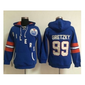 Women Edmonton Oilers #99 Wayne Gretzky Light Blue Old Time Heidi NHL Hoodie