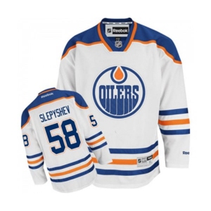 Women Reebok Edmonton Oilers #58 Anton Slepyshev Authentic White Away NHL Jersey