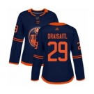 Women's Edmonton Oilers #29 Leon Draisaitl Authentic Navy Blue Alternate Hockey Jersey