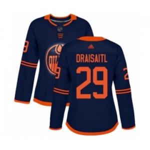 Women's Edmonton Oilers #29 Leon Draisaitl Authentic Navy Blue Alternate Hockey Jersey