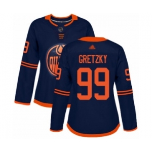 Women's Edmonton Oilers #99 Wayne Gretzky Authentic Navy Blue Alternate Hockey Jersey