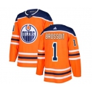 Youth Adidas Edmonton Oilers #1 Laurent Brossoit Authentic Orange Home NHL Jersey