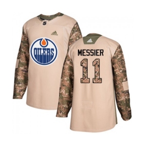 Youth Adidas Edmonton Oilers #11 Mark Messier Authentic Camo Veterans Day Practice NHL Jersey