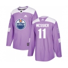 Youth Adidas Edmonton Oilers #11 Mark Messier Authentic Purple Fights Cancer Practice NHL Jersey