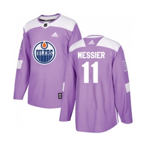 Youth Adidas Edmonton Oilers #11 Mark Messier Authentic Purple Fights Cancer Practice NHL Jersey