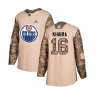 Youth Adidas Edmonton Oilers #16 Jujhar Khaira Authentic Camo Veterans Day Practice NHL Jersey