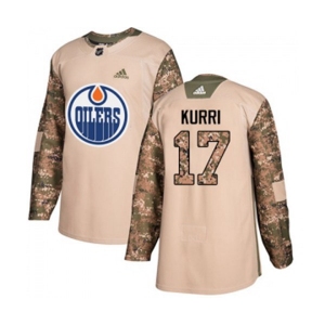 Youth Adidas Edmonton Oilers #17 Jari Kurri Authentic Camo Veterans Day Practice NHL Jersey