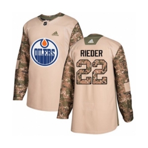 Youth Adidas Edmonton Oilers #22 Tobias Rieder Authentic Camo Veterans Day Practice NHL Jersey
