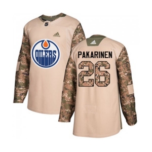 Youth Adidas Edmonton Oilers #26 Iiro Pakarinen Authentic Camo Veterans Day Practice NHL Jersey