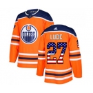 Youth Adidas Edmonton Oilers #27 Milan Lucic Authentic Orange USA Flag Fashion NHL Jersey