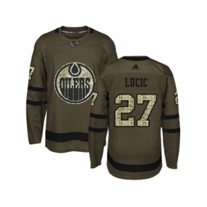 Youth Adidas Edmonton Oilers #27 Milan Lucic Green Salute to Service Stitched NHL Jersey