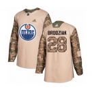 Youth Adidas Edmonton Oilers #28 Kyle Brodziak Authentic Camo Veterans Day Practice NHL Jersey