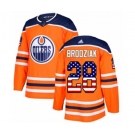 Youth Adidas Edmonton Oilers #28 Kyle Brodziak Authentic Orange USA Flag Fashion NHL Jersey
