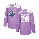 Youth Adidas Edmonton Oilers #28 Kyle Brodziak Authentic Purple Fights Cancer Practice NHL Jersey