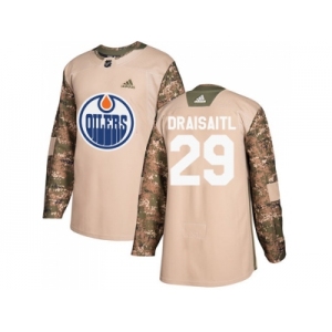 Youth Adidas Edmonton Oilers #29 Leon Draisaitl Camo Authentic 2017 Veterans Day Stitched NHL Jersey