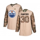 Youth Adidas Edmonton Oilers #30 Bill Ranford Authentic Camo Veterans Day Practice NHL Jersey