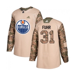 Youth Adidas Edmonton Oilers #31 Grant Fuhr Authentic Camo Veterans Day Practice NHL Jersey