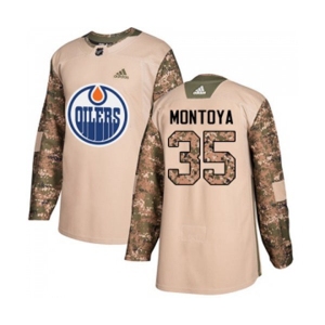 Youth Adidas Edmonton Oilers #35 Al Montoya Authentic Camo Veterans Day Practice NHL Jersey