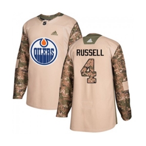 Youth Adidas Edmonton Oilers #4 Kris Russell Authentic Camo Veterans Day Practice NHL Jersey