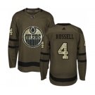 Youth Adidas Edmonton Oilers #4 Kris Russell Authentic Green Salute to Service NHL Jersey