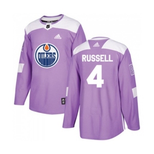 Youth Adidas Edmonton Oilers #4 Kris Russell Authentic Purple Fights Cancer Practice NHL Jersey
