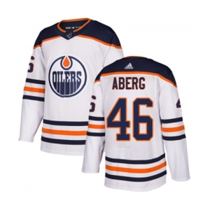 Youth Adidas Edmonton Oilers #46 Pontus Aberg Authentic White Away NHL Jersey