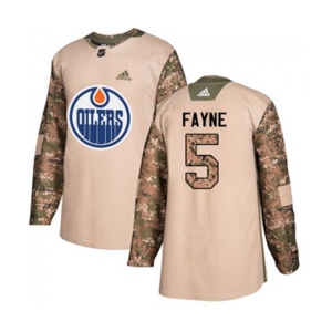 Youth Adidas Edmonton Oilers #5 Mark Fayne Authentic Camo Veterans Day Practice NHL Jersey