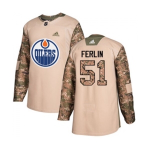 Youth Adidas Edmonton Oilers #51 Brian Ferlin Authentic Camo Veterans Day Practice NHL Jersey