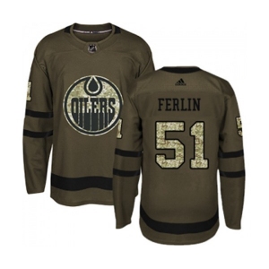 Youth Adidas Edmonton Oilers #51 Brian Ferlin Authentic Green Salute to Service NHL Jersey