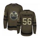 Youth Adidas Edmonton Oilers #56 Kailer Yamamoto Authentic Green Salute to Service NHL Jersey