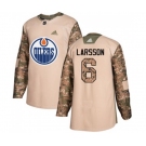 Youth Adidas Edmonton Oilers #6 Adam Larsson Authentic Camo Veterans Day Practice NHL Jersey