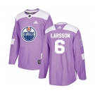 Youth Adidas Edmonton Oilers #6 Adam Larsson Authentic Purple Fights Cancer Practice NHL Jersey
