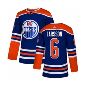 Youth Adidas Edmonton Oilers #6 Adam Larsson Authentic Royal Blue Alternate NHL Jersey